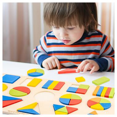Дитяча іграшка з геометричними фігурками рамка-вкладиш коло-квадрат-трикутник 45 елементів фото №4