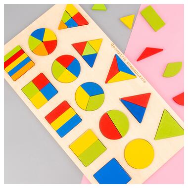 Дитяча іграшка з геометричними фігурками рамка-вкладиш коло-квадрат-трикутник 45 елементів фото №2