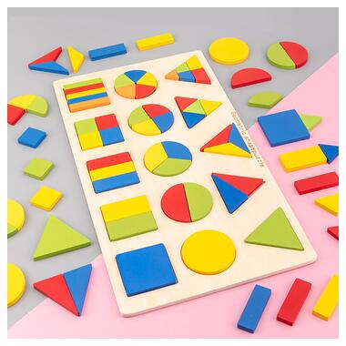 Дитяча іграшка з геометричними фігурками рамка-вкладиш коло-квадрат-трикутник 45 елементів фото №3