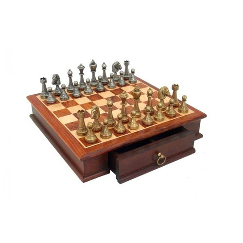 Шахи Italfama Staunton c ящиком для зберігання фігур фігури класичні з металу дерево 32X32 вага 6 кг (70M333W) фото №2