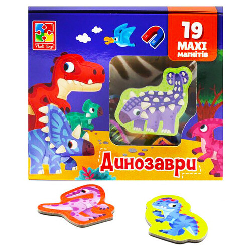 Набір магнітів MAXI Vladi Toys VT3106-23 19 шт Динозаври фото №2