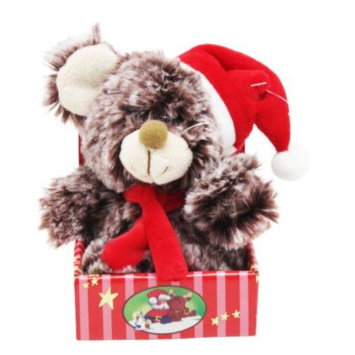 М'яка іграшка Новорічний ведмедик коричневий (MC1571) фото №1