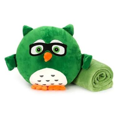 М'яка іграшка-подушка з пледом Сова Барік 3 в 1, зелена фото №1