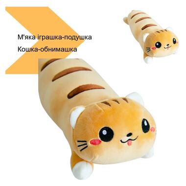 М'яка іграшка-подушка Кішка-обіймашка 110 см, сірий з рожевими вушками та хвостом XPRO (43495-_304) фото №2