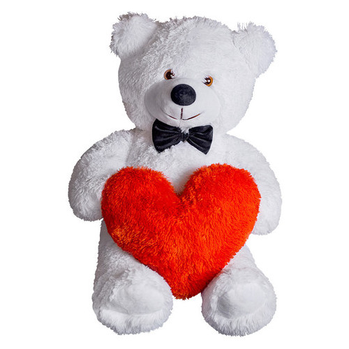 Плюшевий ведмедик із серцем Yarokuz Джиммі 90 см Білий фото №1