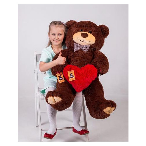 Ведмедик із серцем Yarokuz Джон 110 см Шоколадний фото №2