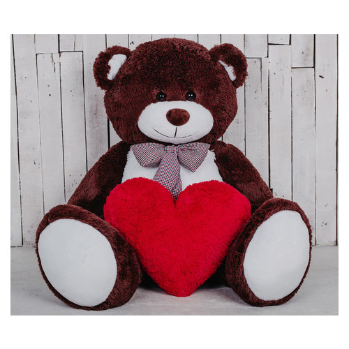 Большая мягкая игрушка мишка с сердцем Yarokuz Билли 150 см Шоколадный фото №1