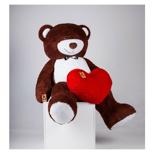 Великий плюшевий ведмедик із серцем Yarokuz Річард 200 см Шоколадний фото №1
