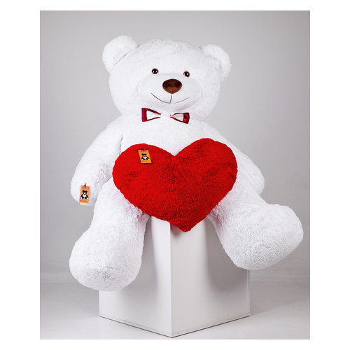 Великий плюшевий ведмедик із серцем Yarokuz Річард 200 см Білий фото №1