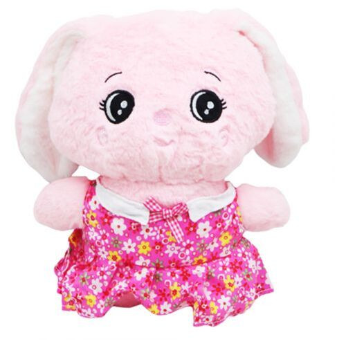 М'яка іграшка рожевий заєць в рожевому платті (K16701) фото №1