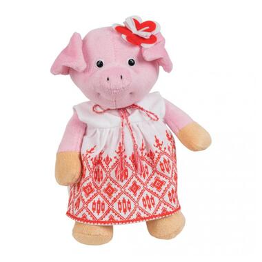 Мягкая игрушка Тигрес Cвинка-девочка в вышиванке, 25 см ( Розовая ) (СВ-0022) фото №1