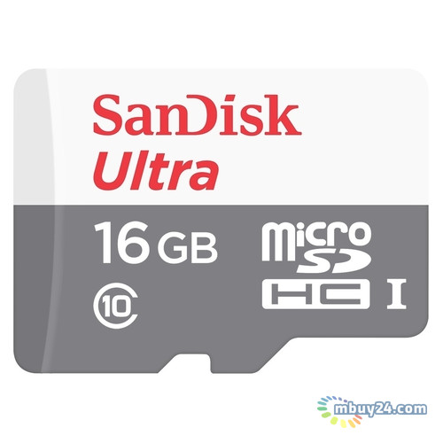 Карта пам'яті Sandisk 16GB microSDHC UHS-I Ultra SD adapter (SDSQUNS-016G-GN3MA) фото №1