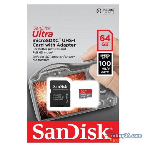 Карта памяти SanDisk 64GB Ultra A1 microSD XC class 10  фото №2