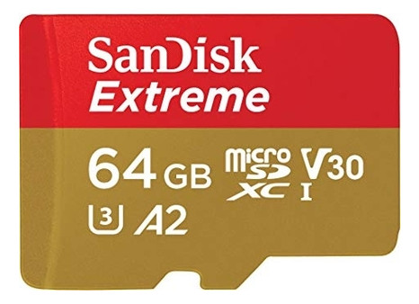 Картка пам'яті SanDisk 64GB microSDXC C10 UHS-I U3 A2 R160MB/s Extreme V30 SD адаптер (SDSQXA2-064G-GN6AA) фото №1