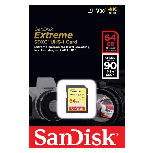 Карта пам'яті SanDisk 64GB SDXC C10 UHS-I U3 R150MB/s Extreme (SDSDXV6-064G-GNCIN) фото №2