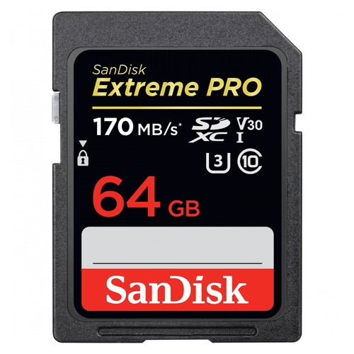 Карта пам'яті SanDisk 64GB SDXC C10 UHS-I U3 R170MB/s Extreme Pro (SDSDXXY-064G-GN4IN) фото №1