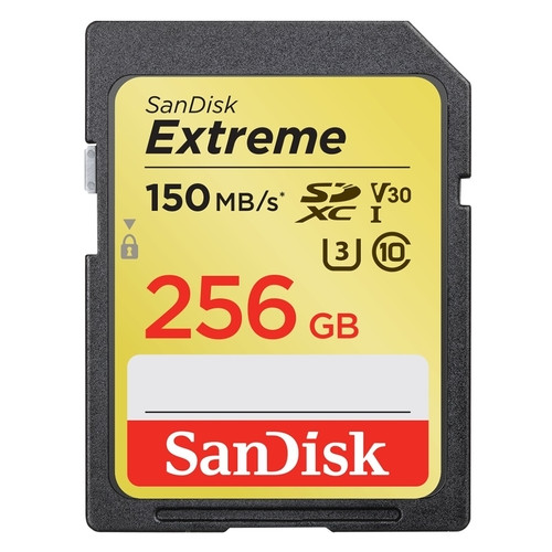 Карта пам'яті SanDisk 256GB SDXC C10 UHS-I U3 R150/W70MB/s Extreme (SDSDXV5-256G-GNCIN) фото №1