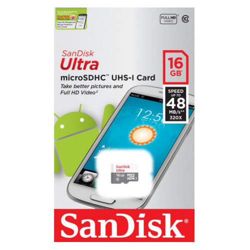 Карта пам'яті microSDHC (UHS-1) SanDisk Ultra 16Gb (SDSQUNS-016G-GN3MN) фото №2