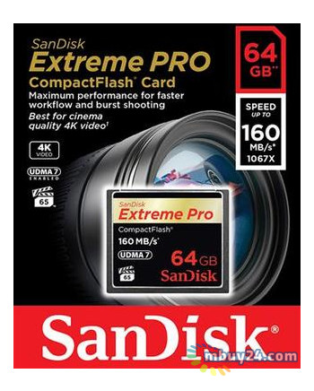 Карта пам'яті Sandisk Compact Flash 64GB eXtreme Pro 160MB/s (SDCFXPS-064G-X46) фото №3