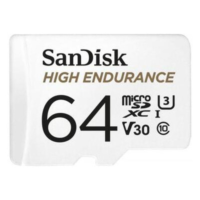 Карта пам'яті SANDISK 64GB microSDXC class 10 UHS-I U3 V30 High Endurance (SDSQQNR-064G-GN6IA) фото №1