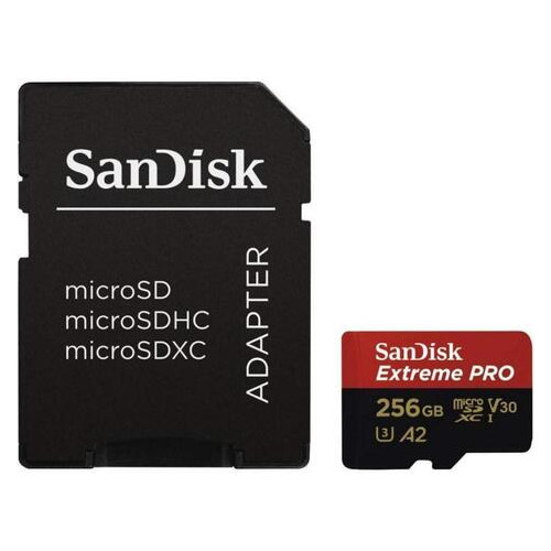 Карта памяти Sandisk 256GB microSDXC class 10 V30 UHS-I U3 Extreme Pro (SDSQXCZ-256G-GN6MA) фото №1