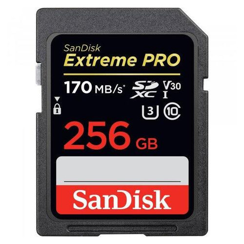 Карта памяти Sandisk 256GB SDXC C10 UHS-I U3 R170/W90MB/s Extreme Pro (JN63SDSDXXY-256G-GN4IN) фото №1