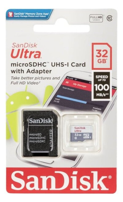 Карта пам'яті SanDisk microSDHC Ultra 32GB Class 10 R-100MB/s Без адаптера (SDSQUNR-032G-GN3MA) фото №2