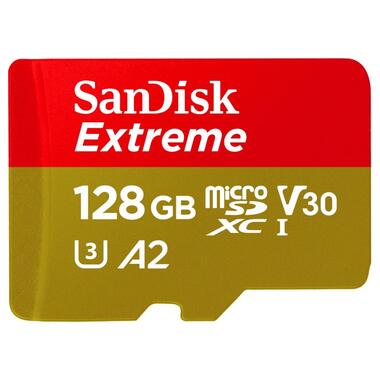 Карта пам'яті microSD 128GB SanDisk C10 UHS-I U3 R190/W90MB/s Extreme V30 (SDSQXAA-128G-GN6MN) фото №1