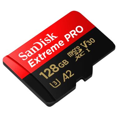 Карта памяти microSD 128GB SanDisk C10 UHS-I U3 R200/W90MB/s Extreme Pro V30 + SD (SDSQXCD-128G-GN6MA) фото №3