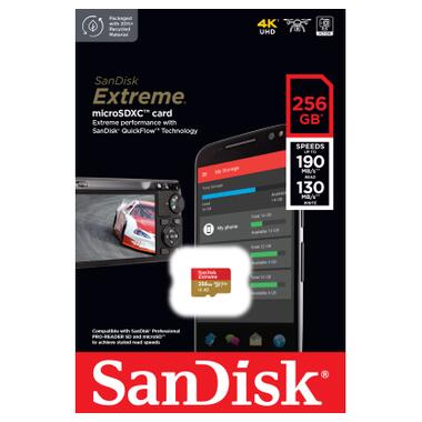 Карта памяти microSD 256GB SanDisk C10 UHS-I U3 R190/W130MB/s Extreme V30 (SDSQXAV-256G-GN6MN) фото №3