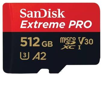 Карта памяти microSD 512GB SanDisk C10 UHS-I U3 R200/W140MB/s Extreme Pro V30 + SD (SDSQXCD-512G-GN6MA) фото №1