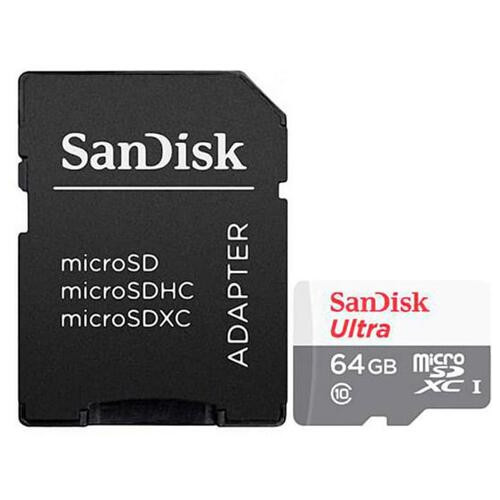 Карта пам'яті MicroSDXC 64GB UHS-I Class 10 SanDisk Ultra R100/W10MB/s Адаптер SD (SDSQUNR-064G-GN3MA) фото №1