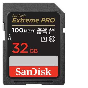 Карта пам'яті SanDisk SD 32GB C10 UHS-I U3 R100/W90MB/s Extreme Pro V30 (SDSDXXO-032G-GN4IN) фото №1