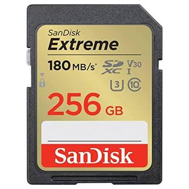 Карта пам'яті SanDisk SD 256GB C10 UHS-I U3 R180/W130MB/s Extreme V30 (SDSDXVV-256G-GNCIN) фото №1