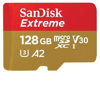 Карта пам'яті SanDisk microSD 128GB C10 UHS-I U3 R190/W90MB/s Extreme V30 SD (SDSQXAA-128G-GN6MA) фото №1