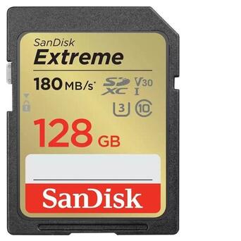 Карта пам'яті SanDisk SD 128GB C10 UHS-I U3 R180/W90MB/s Extreme V30 (SDSDXVA-128G-GNCIN) фото №1