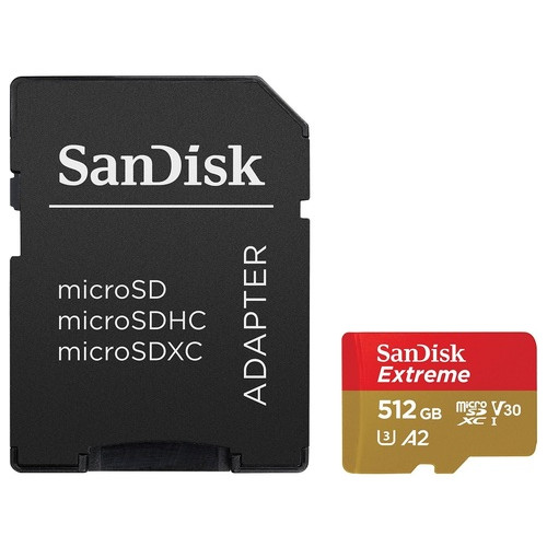 Карта пам'яті SanDisk microSDXC Extreme 512GB Class 10 UHS-I (U3) V30 A2 Адаптер SD (SDSQXAV-512G-GN6MA) фото №3