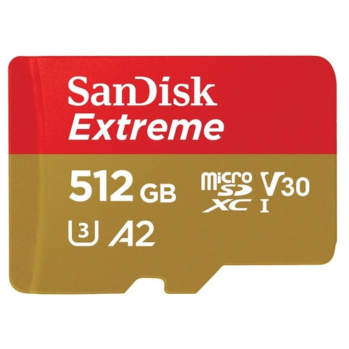 Карта пам'яті SanDisk microSDXC Extreme 512GB Class 10 UHS-I (U3) V30 A2 Адаптер SD (SDSQXAV-512G-GN6MA) фото №1