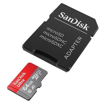 Карта пам'яті SanDisk SDXC Ultra 64GB Class 10 V10 A1 до 90 МБ/с 140 Мб/с +SD-адаптер (SDSQUAB-064G-GN6MA) фото №2