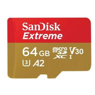 Карта пам'яті для дрона SanDisk microSDXC Extreme For Action Cams and Drones 64GB Class 10 UHS-I (U3) V30 A2 W-80MB/s R-170MB/s +SD-адаптер (SDSQXAH-064G-GN6AA) фото №3