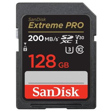 Карта пам'яті SanDisk 128GB SDXC C10 UHS-I U3 R200/W90MB/s Extreme Pro V30 (SDSDXXD-128G-GN4IN) фото №1