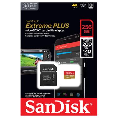 Карта пам'яті SanDisk 256GB microSD class 10 V30 Extreme PLUS (SDSQXBD-256G-GN6MA) фото №4