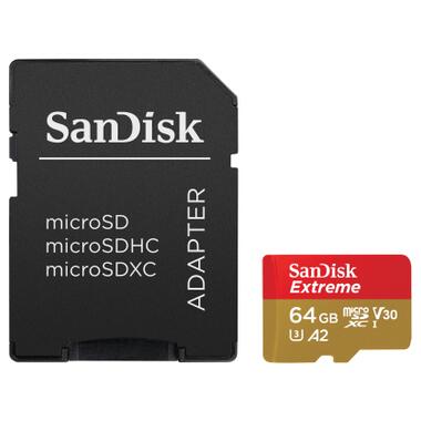 Карта пам'яті SanDisk 64GB microSD class 10 UHS-I U3 Extreme (SDSQXAH-064G-GN6MA) фото №1
