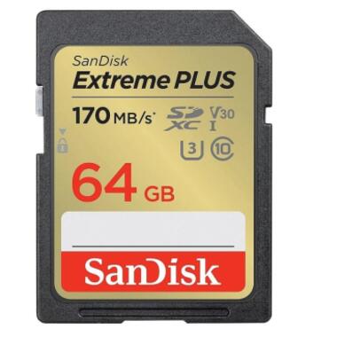 Карта пам'яті SanDisk 64GB SD class 10 UHS-I Extreme PLUS (SDSDXW2-064G-GNCIN) фото №1