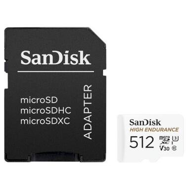 Карта памяти SanDisk 512GB microSDXC High Endurance UHS-I U3 V30 + SD adapter (SDSQQNR-512G-GN6IA) фото №1