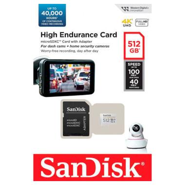 Карта памяти SanDisk 512GB microSDXC High Endurance UHS-I U3 V30 + SD adapter (SDSQQNR-512G-GN6IA) фото №3