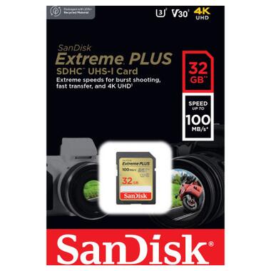 Карта пам'яті SanDisk 32GB SDXC class 10 Extreme PLUS (SDSDXWT-032G-GNCIN) фото №4
