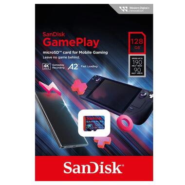 Карта памяти SanDisk 128GB microSD class 10 UHS-I U3 V30 A2 GamePlay (SDSQXAA-128G-GN6XN) фото №3