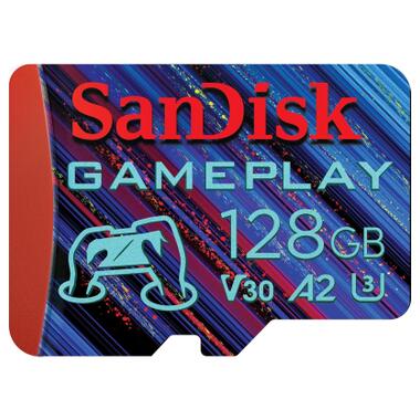 Карта памяти SanDisk 128GB microSD class 10 UHS-I U3 V30 A2 GamePlay (SDSQXAA-128G-GN6XN) фото №1