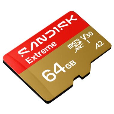Карта памяти SanDisk 64GB microSDXC C10 UHS-I U3 A2 V30 R170/W80MB/s Extreme GO (SDSQXGN-064G-GN6MN) фото №2
